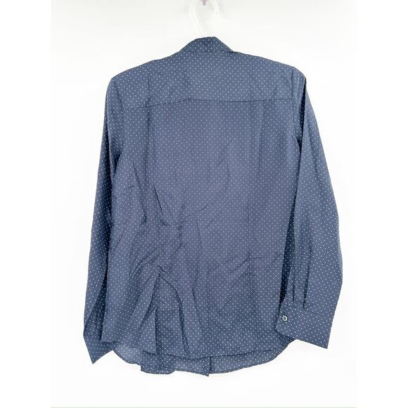 Thakoon Navy Dotted Print Silk Tie Neck Long Sleeve Blouse Size 0 NWT - Picture 3 of 6